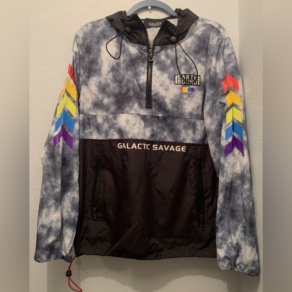 Galaxy By Harvic Earth Bound Galactic Savage Hooded Rain Jacket SZ Medium - RARE